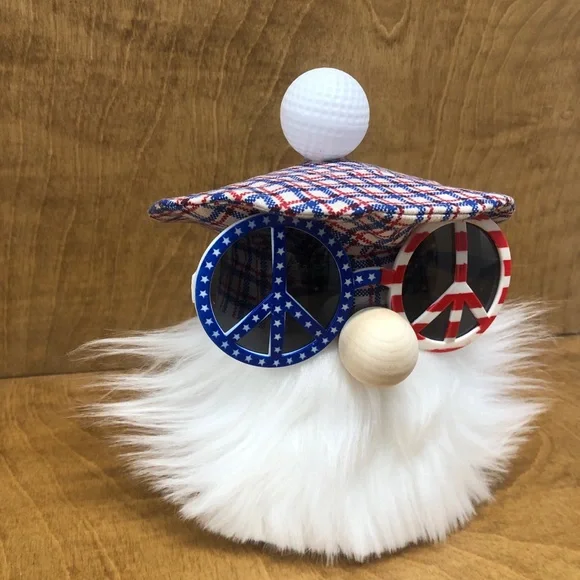 Golf Scottish Gnome Red White Blue Plaid Sunglasses Tam Ball Sport July 4th Gift - Picture 2 of 4